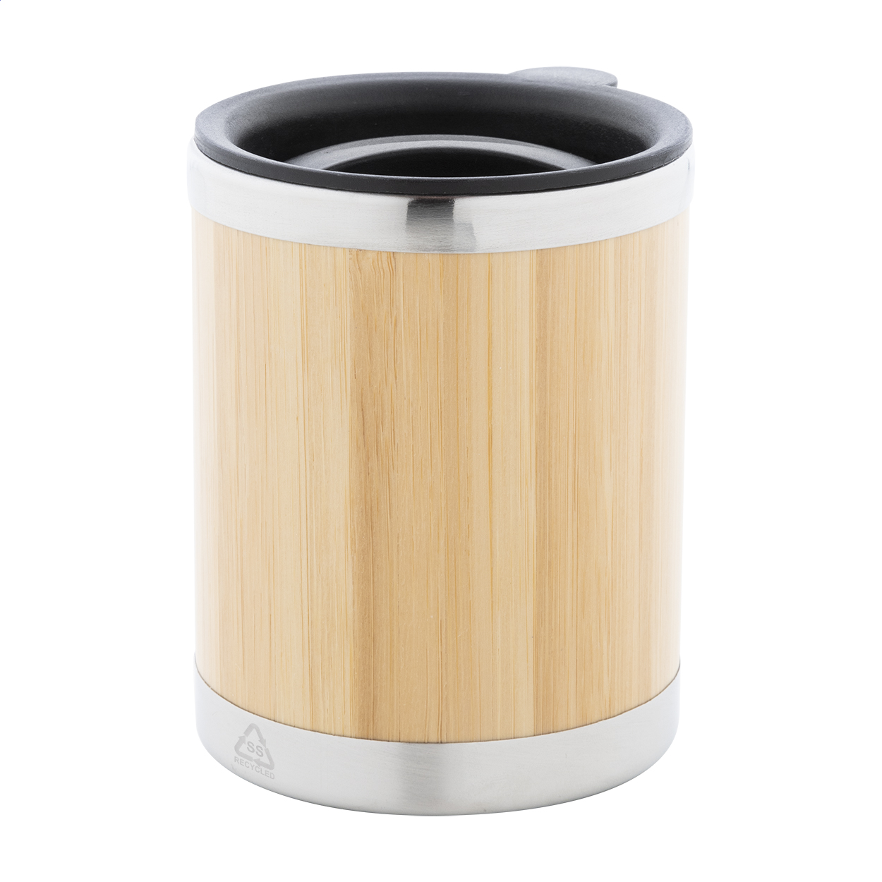 Booka Thermobecher aus Recycling-Edelstahl und Bambus, 300 ml, mit Ihrem Logo