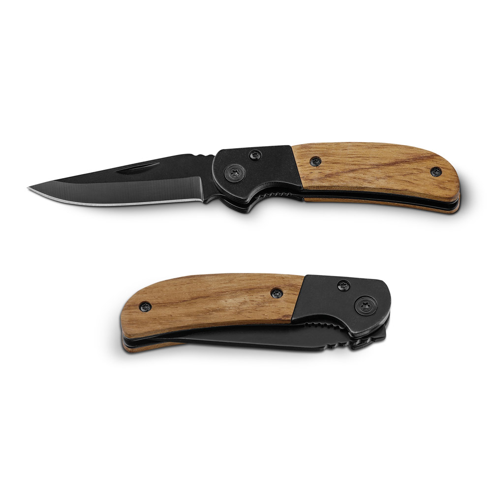 Couteau de poche en acier inoxydable et bois avec verrou de sécurité - Bouriège - Zaprinta Belgique