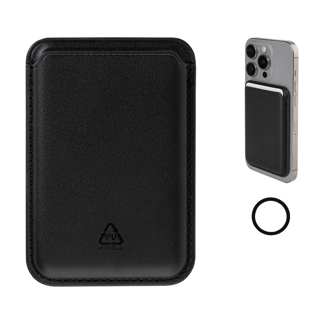 Snaplet magnetische pashouder voor smartphone van gerecycled PU, logo bedrukken met logo