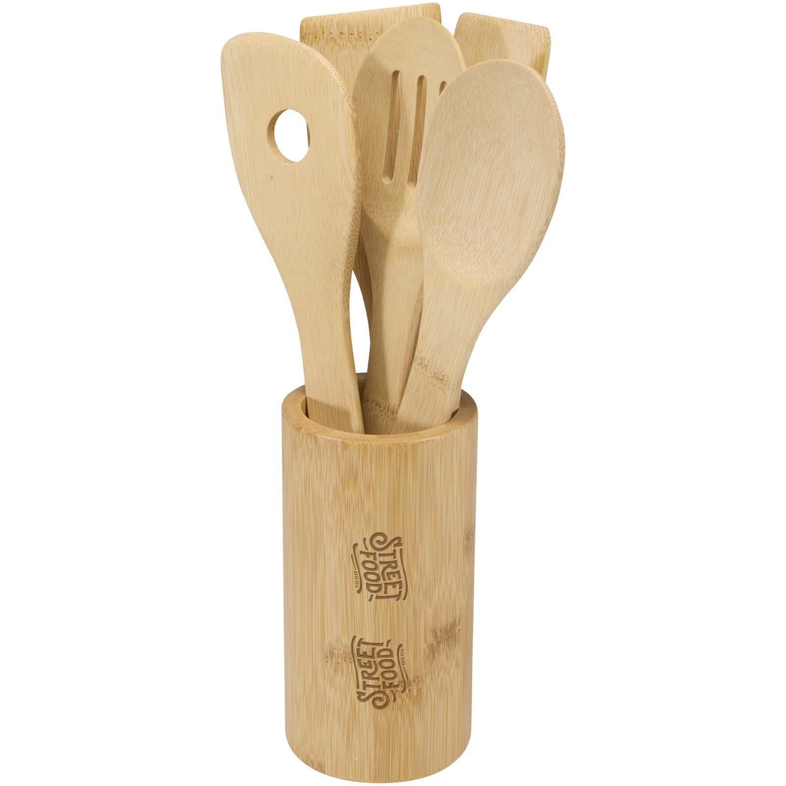 Ensemble d'ustensiles de cuisine en bambou - Chavenay imprimé avec logo