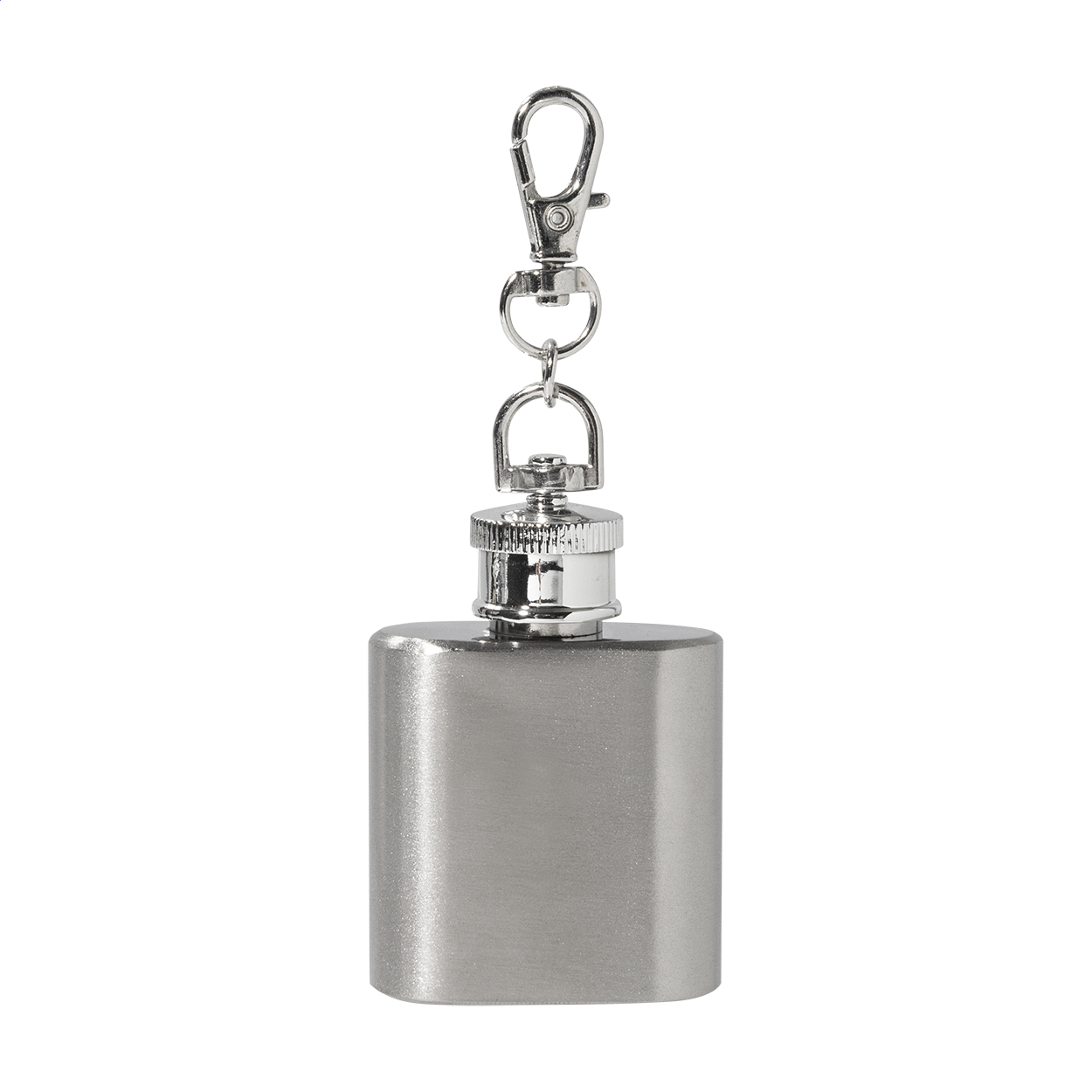 Porte-clés mini flasque Bering personnalisé en inox recyclé, 30 ml