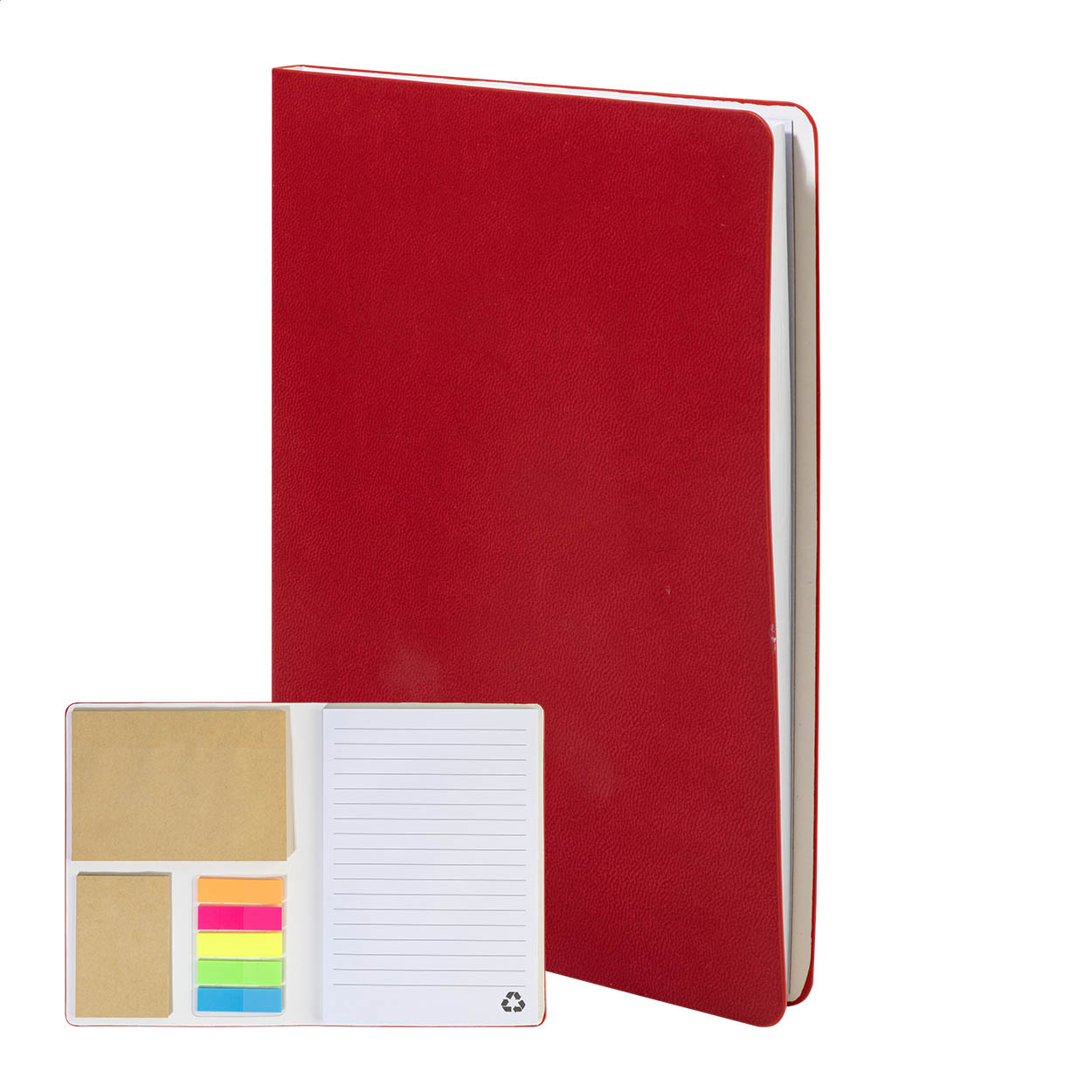 Krappuk B6 Notizbuch aus Recycling-PU mit Haftnotizen und Ihrem Logo