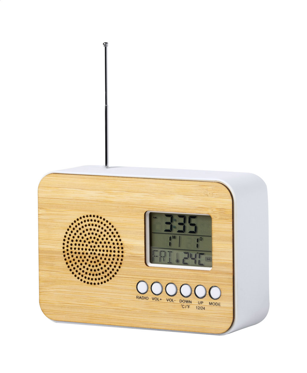 Bamboe Radio Bureauklok - Brugge bedrukken met logo