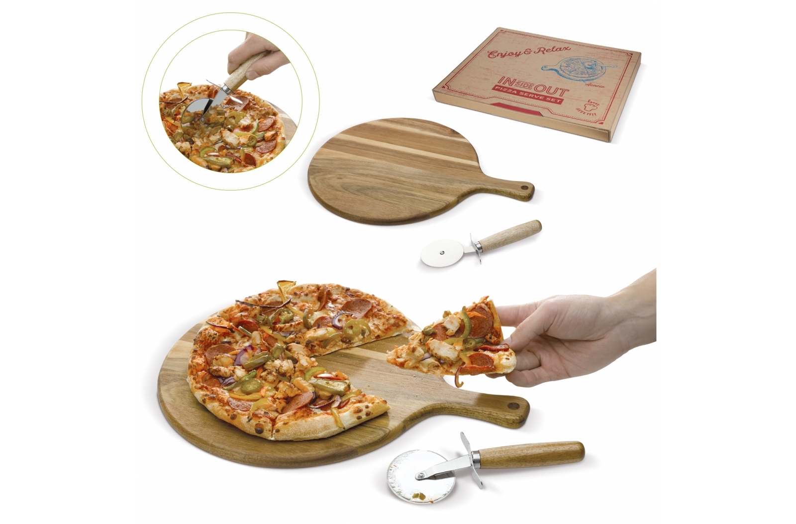 Planche à découper avec couteau à pizza - Zaprinta Belgique