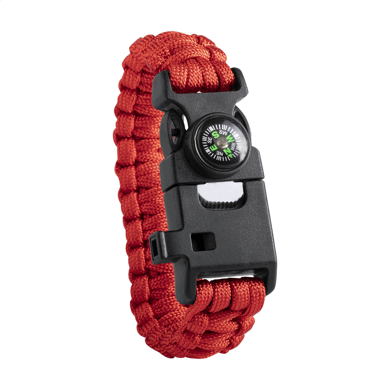 Peary Survival-Armband aus Paracord mit Kompass, Pfeife und Feuerstein bedrucken mit Logo