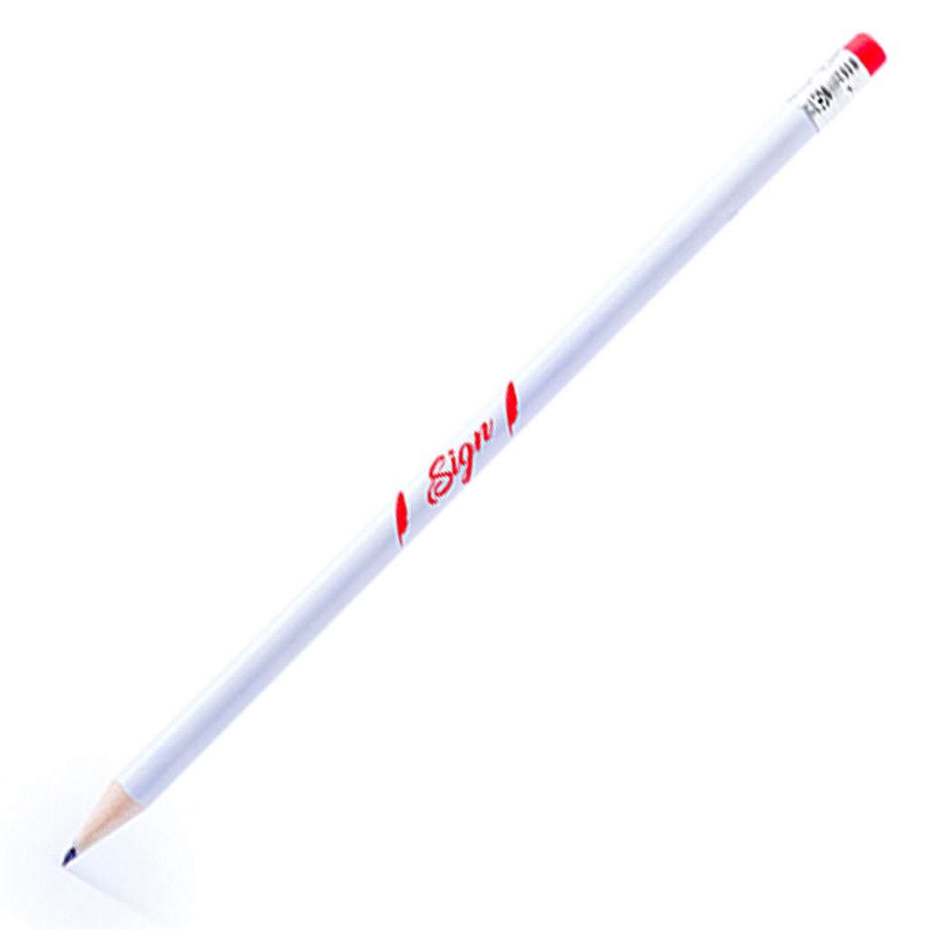 Crayon personnalisé blanc avec gomme colorée - Faustine
