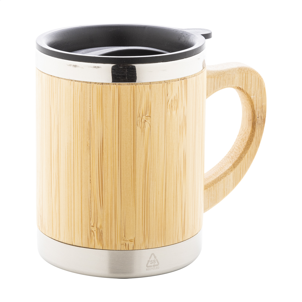 Mug isotherme Booka Plus en inox recyclé recouvert de bambou, 300 ml