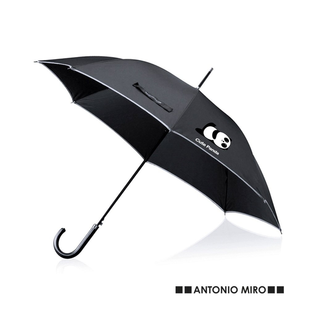Parapluie noir personnalisé 100 cm poignée en cuir - Eliott - Zaprinta Belgique