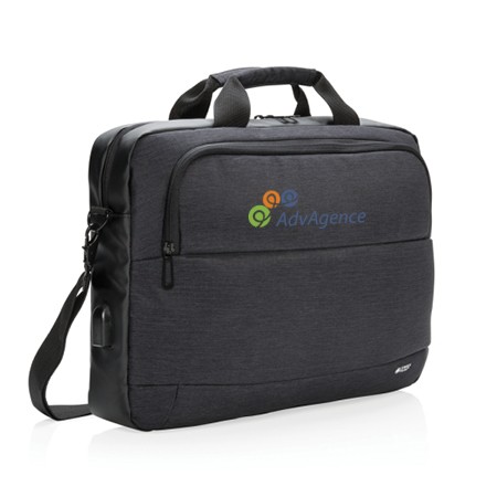 Sac pour ordinateur portable en polyester bicolore avec port de chargement USB - Quirbajou