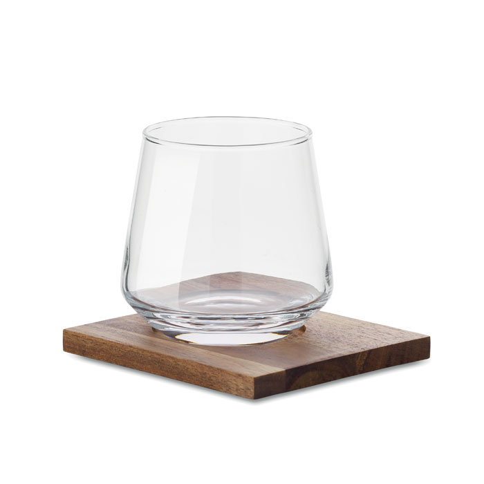 Whiskyglas Set met Houten Onderzetter - Sint-Laureins