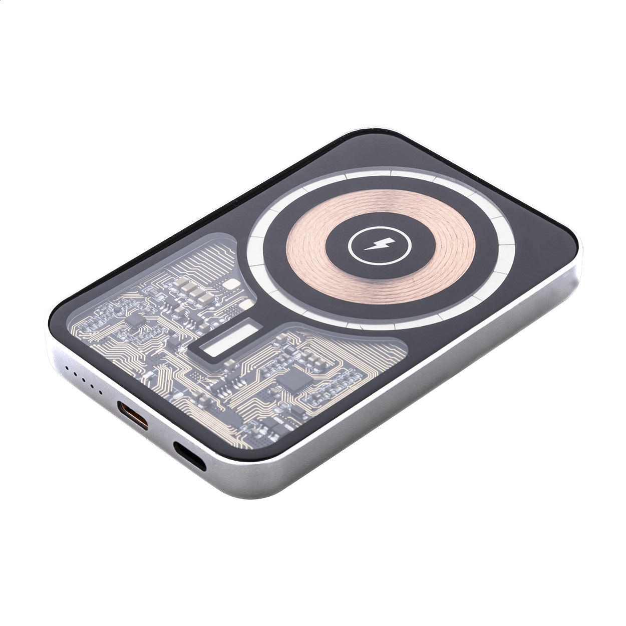 Power bank magnétique RaluSee en aluminium recyclé 5000 mAh, avec logo