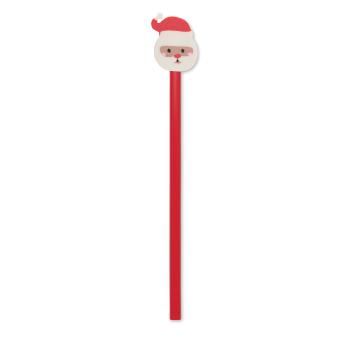 Crayon de Noël personnalisé en bois avec gomme décorative imprimé avec logo