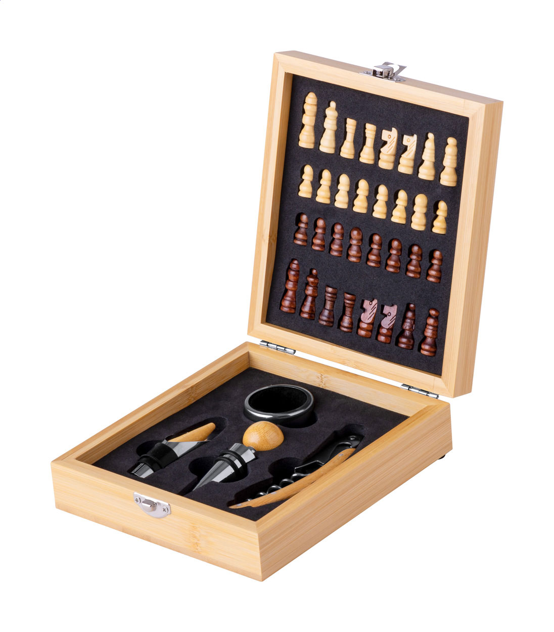 Ensemble d'échecs et vin en bambou de luxe - Gézier-et-Fontenelay