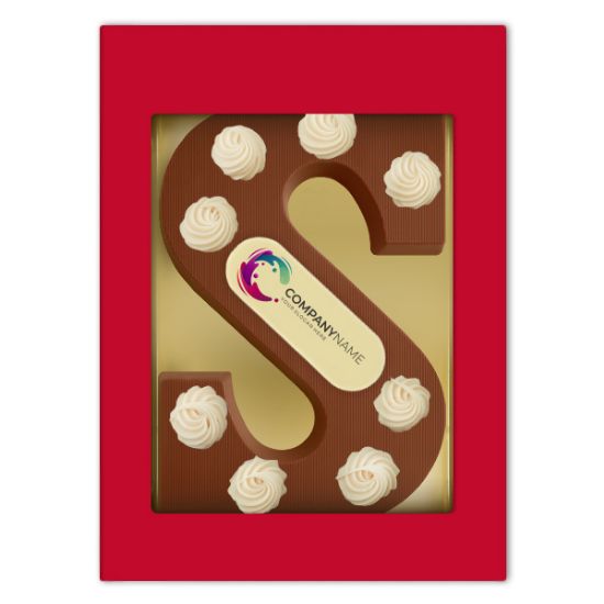 Lettre de Chocolat de Luxe S avec Plaque de Logo Personnalisée - Zaprinta Belgique