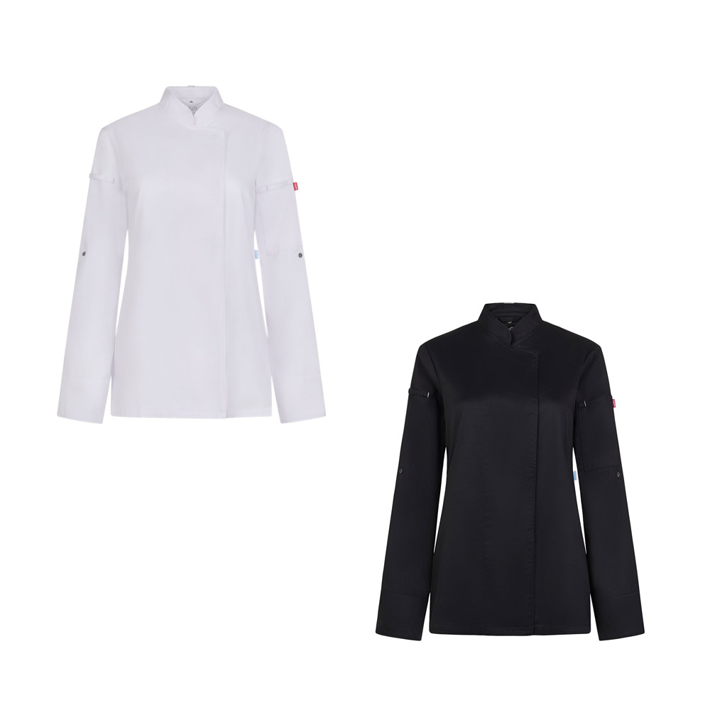 VL THOTH. Veste de cuisine pour femmes (190 g/m²) fabriquée en coton (35%) et polyester recyclé (65%)