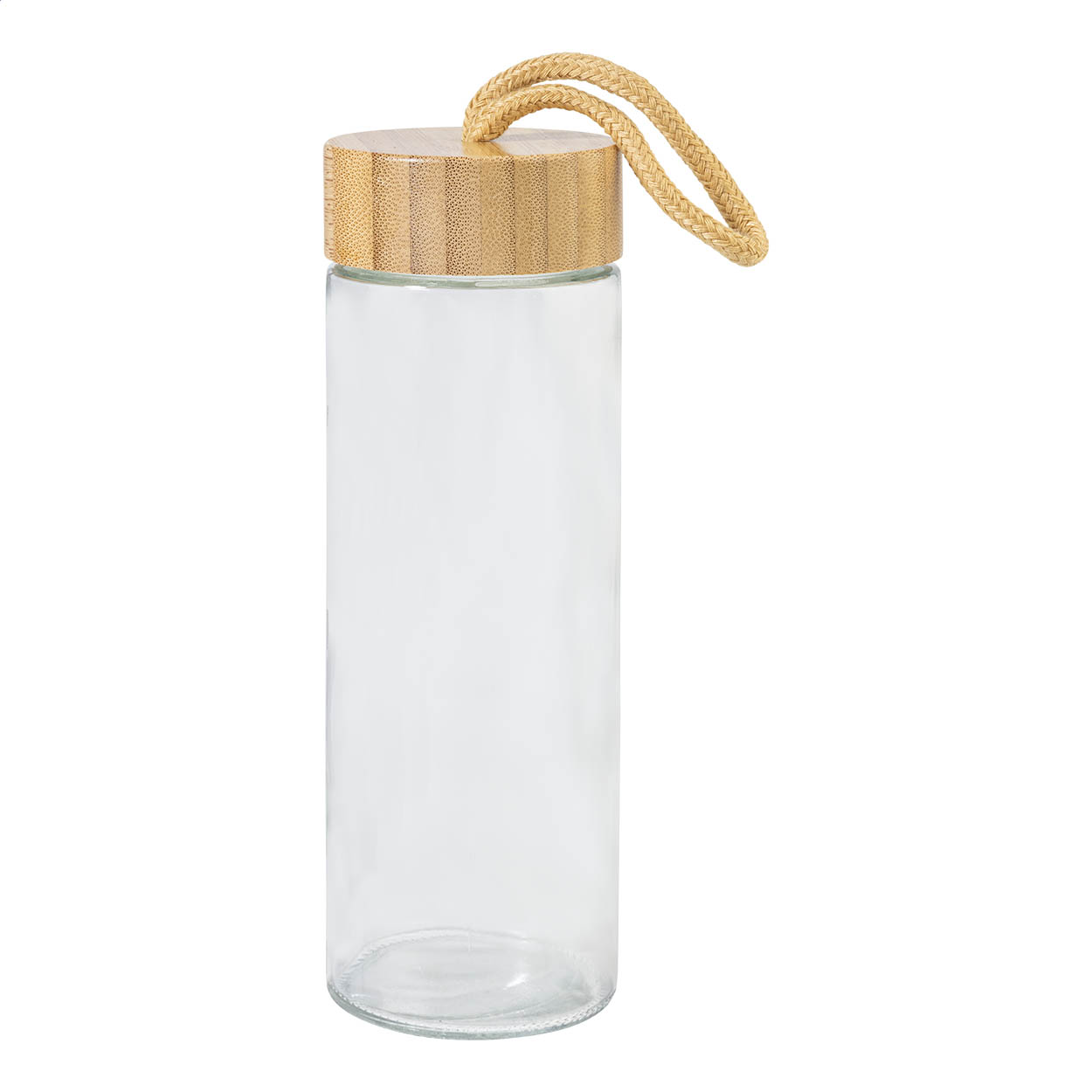 Lobamba drinkfles van glas met bamboe dop, 430 ml, met uw logo