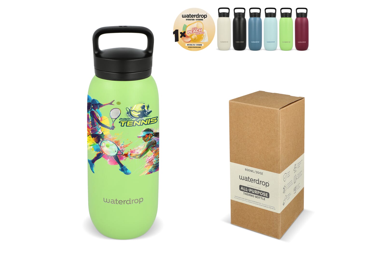 Waterdrop All-Purpose Thermo Fles met Drinktuit Dop 600ml