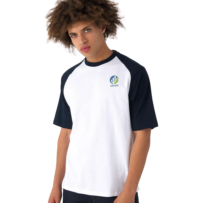 T-shirt brodé homme bicolore col rond  manches courtes 185 gr - Pango - Zaprinta Belgique