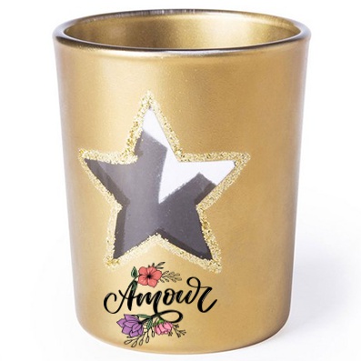 Kerstkaars in Stervormige Glazen Houder - Waarbeke