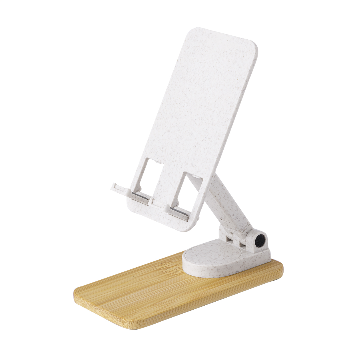 Support téléphone pliable Modyx en paille de blé écologique et bambou imprimé avec logo