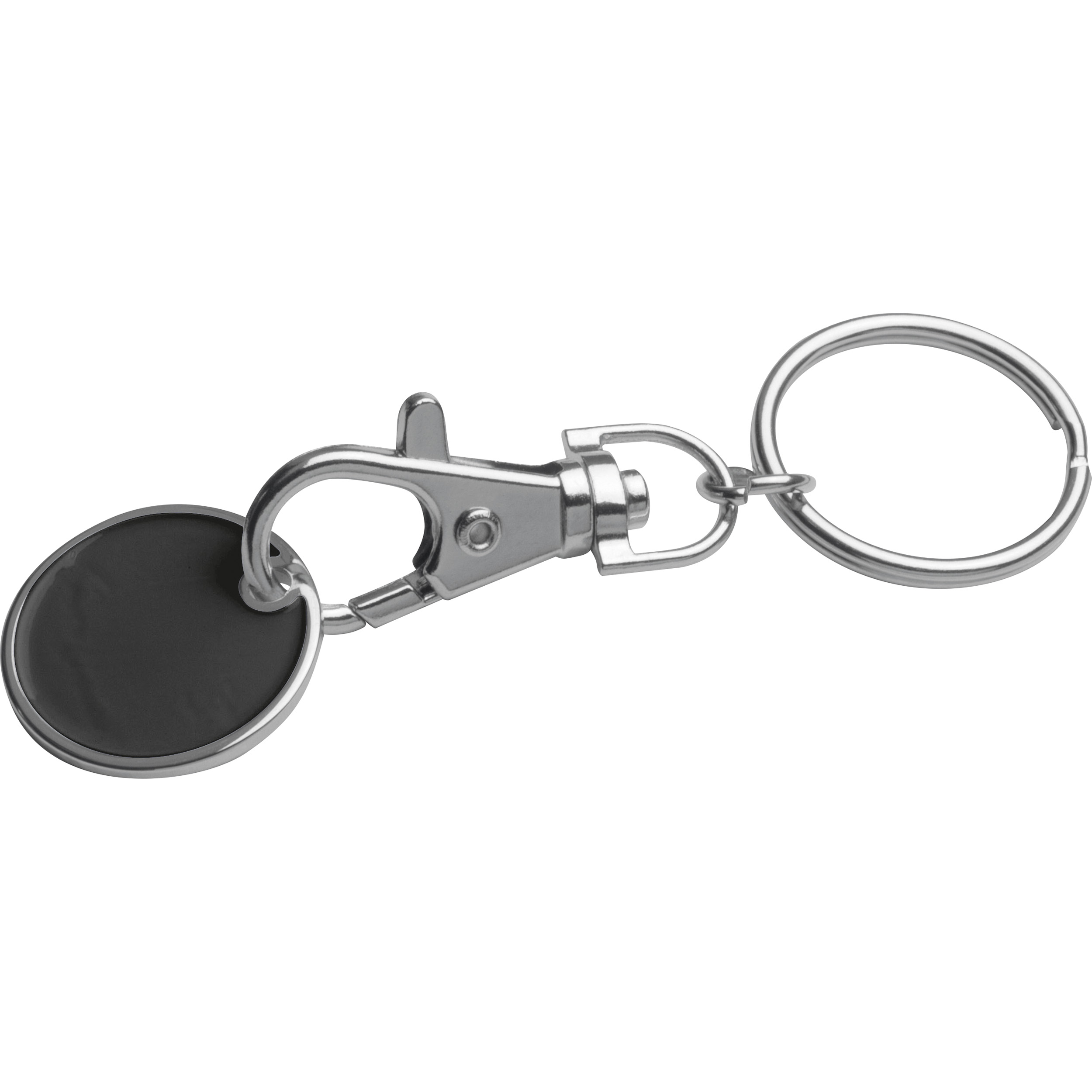 Porte-clés en métal gravé avec logo, mousqueton et pièce pour chariot de courses - Belvès - Zaprinta Belgique