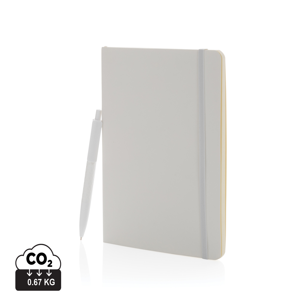 Ensemble d'un Carnet à Couverture Souple en PU Antimicrobien et d'un Stylo X3 - imprimé avec logo
