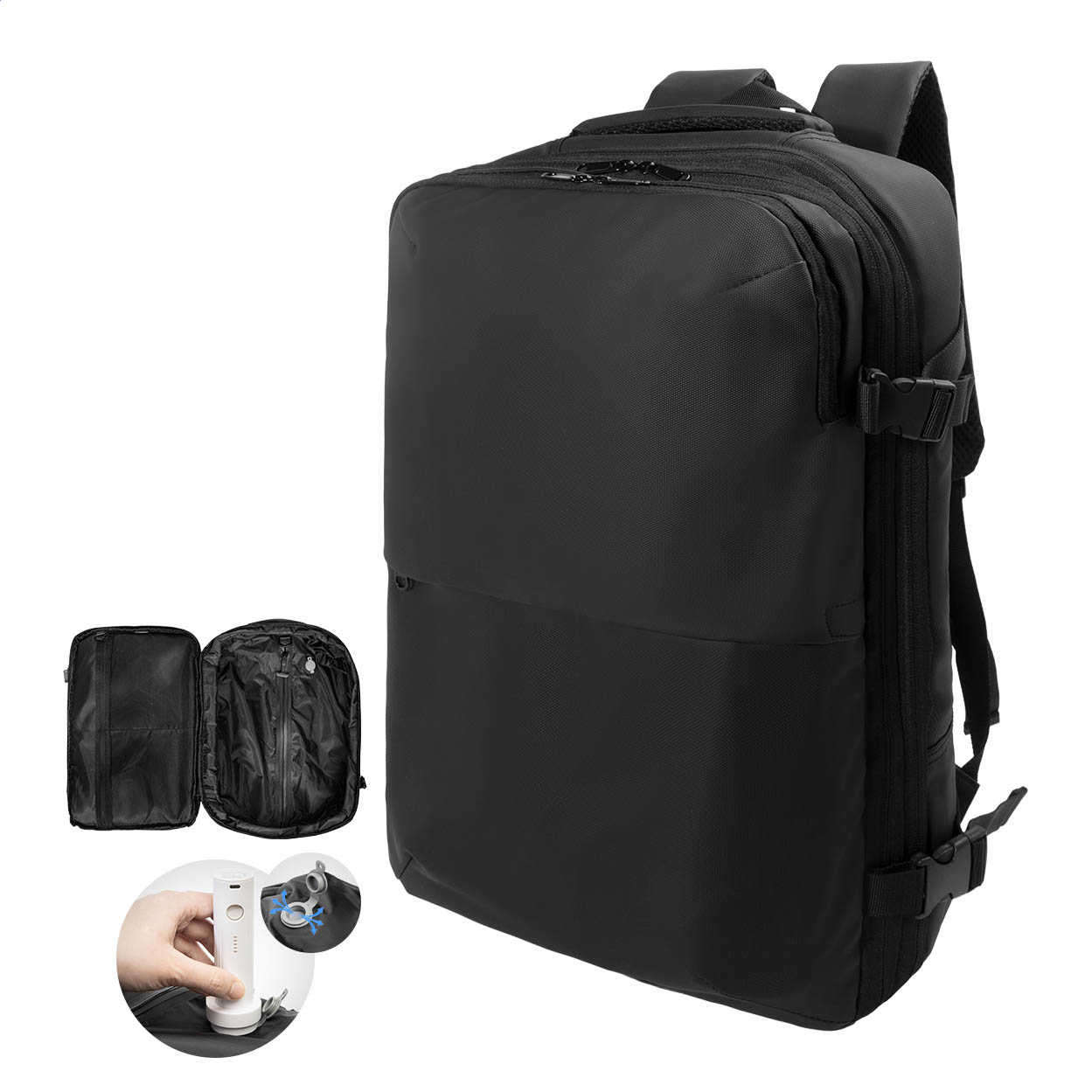 AeroBack waterdichte vacuüm compressierugzak met laptopvak en logo