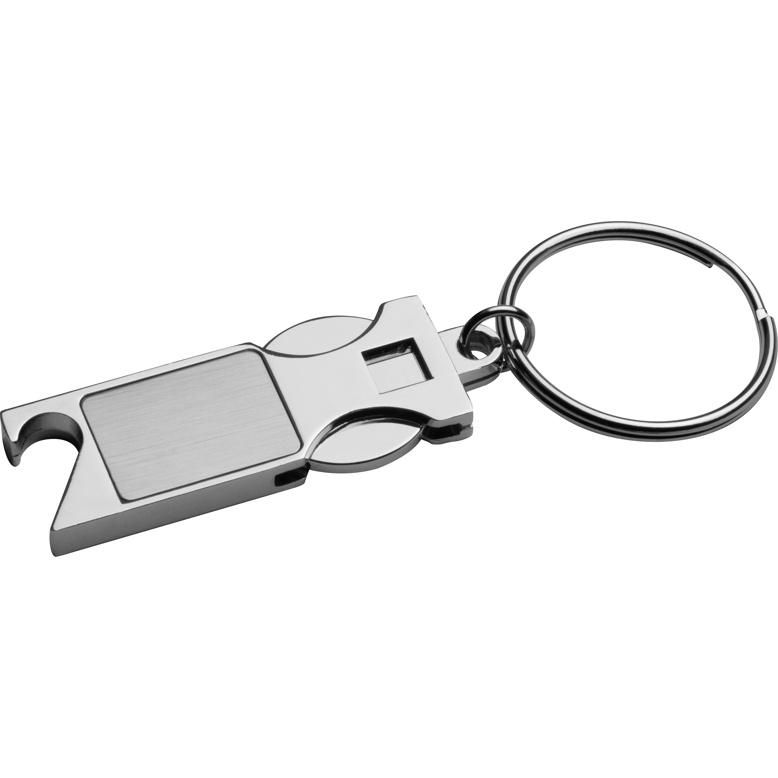 Porte-clés en métal gravé avec pièce pour caddie et décapsuleur - Bourg-en-Bresse - Zaprinta Belgique