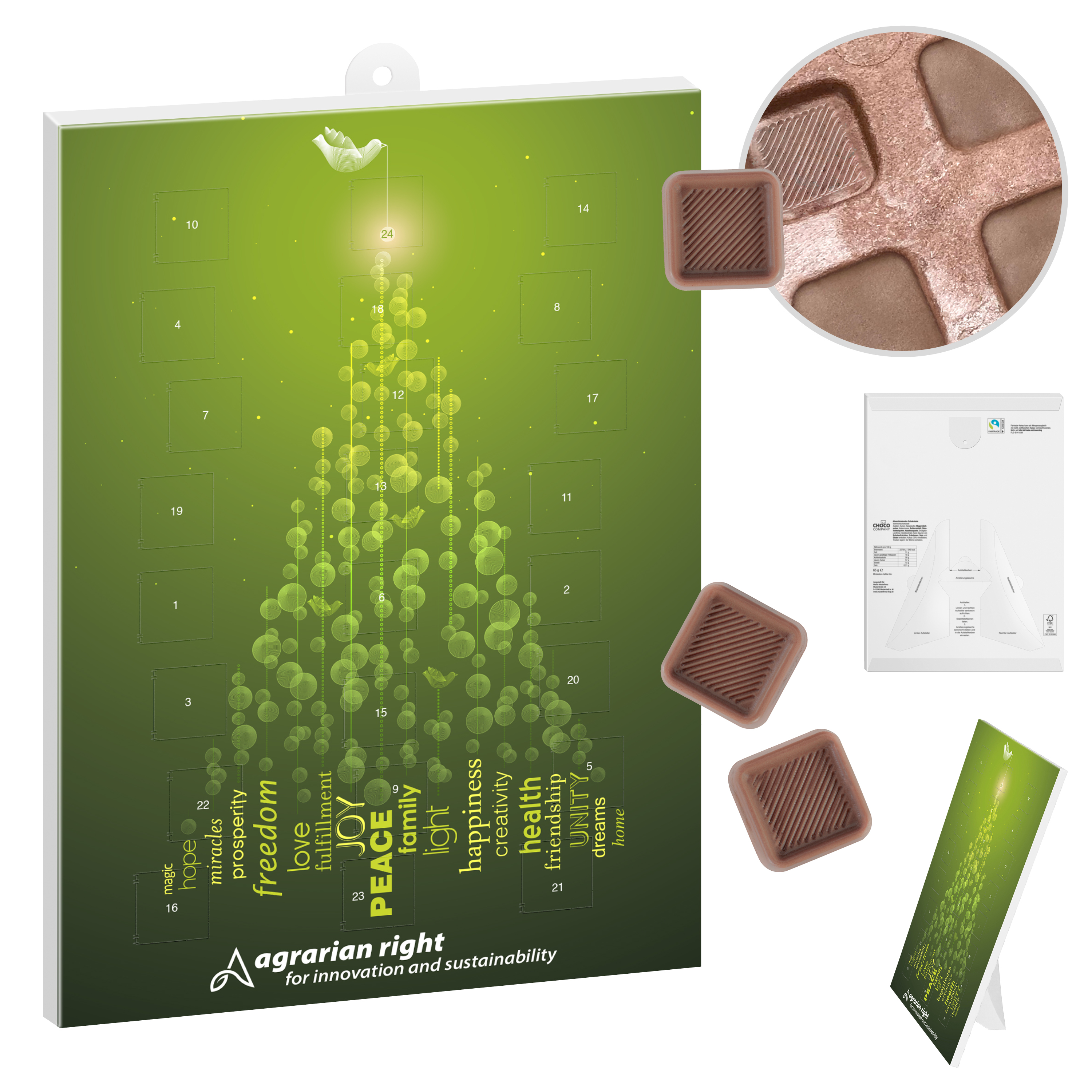Schokoladen-Wandkalender der Freude - Kassel bedrucken mit Logo