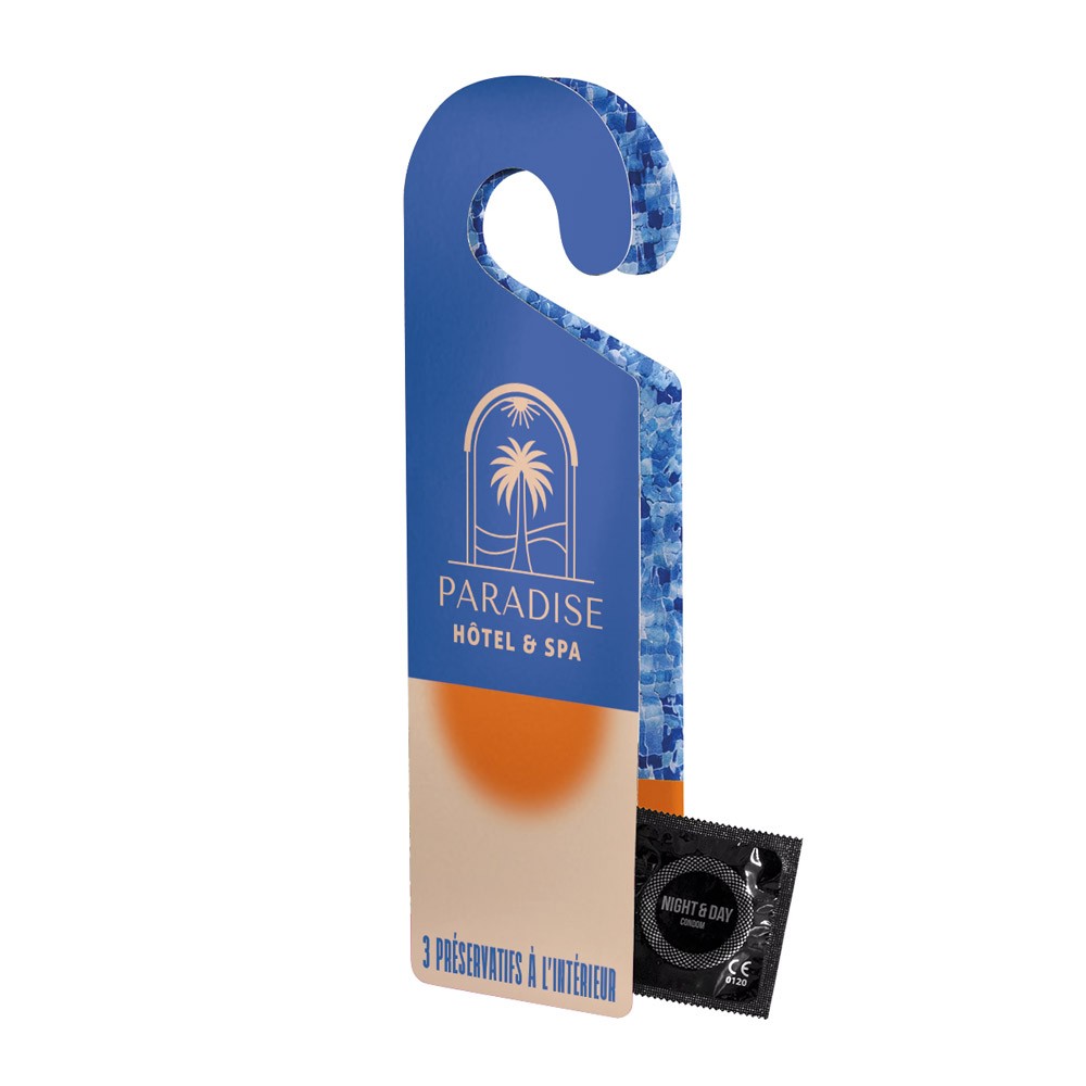 Porte-manteau double avec 1 préservatif à l'intérieur, certifié ISO04074:2015 et CE0120 - Ambérieux-en-Dombes