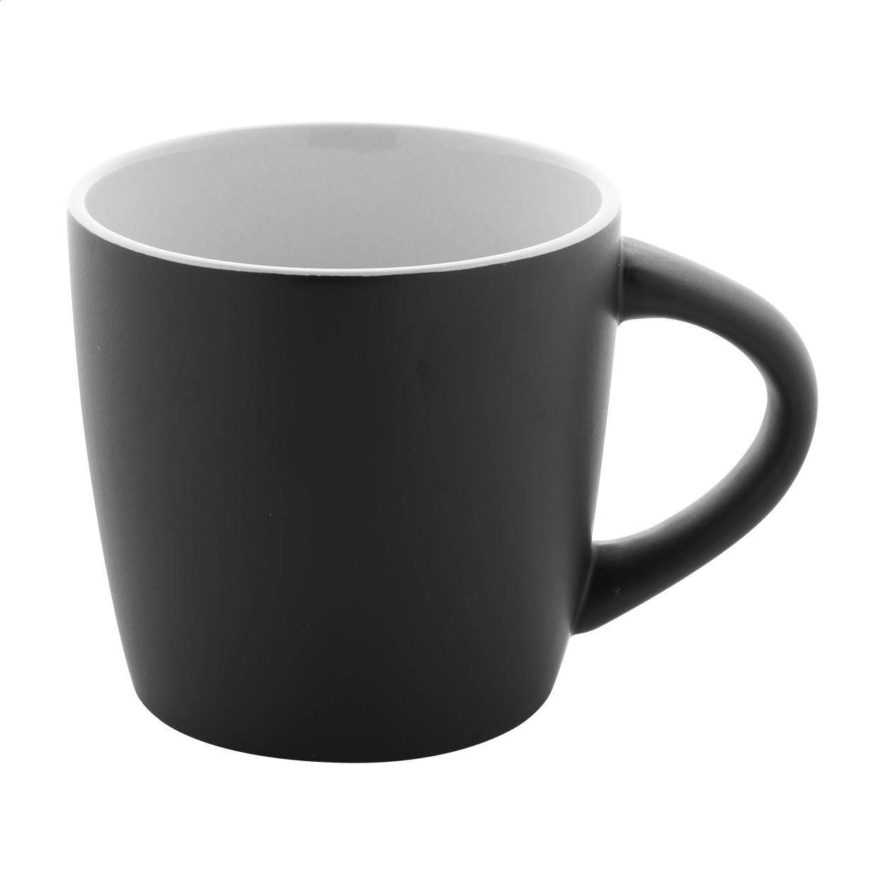 Matara Nera Keramiktasse mattschwarz mit farbiger Innenseite, 300 ml, Logo bedrucken mit Logo