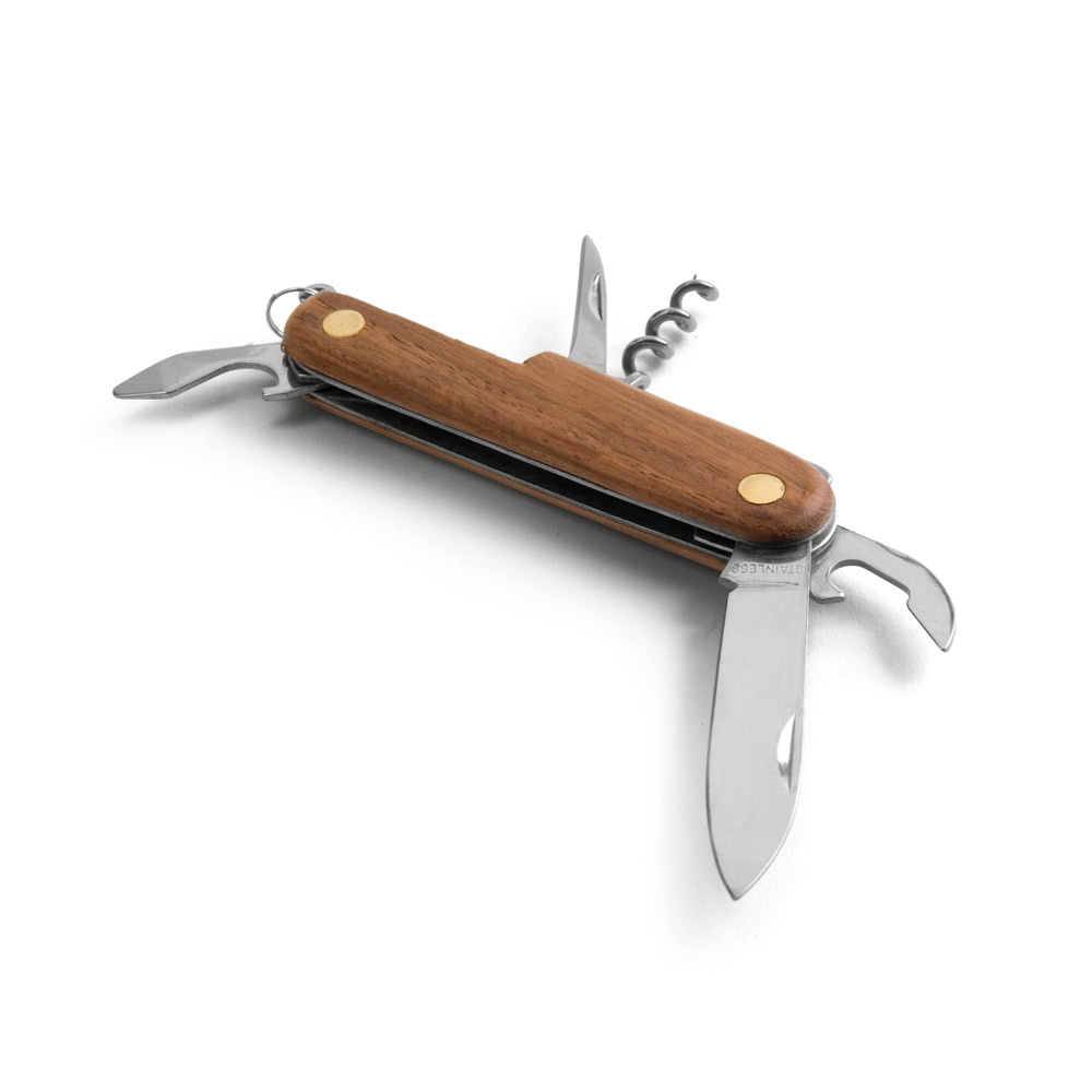 Couteau de poche en acier inoxydable et bois -  - Zaprinta Belgique
