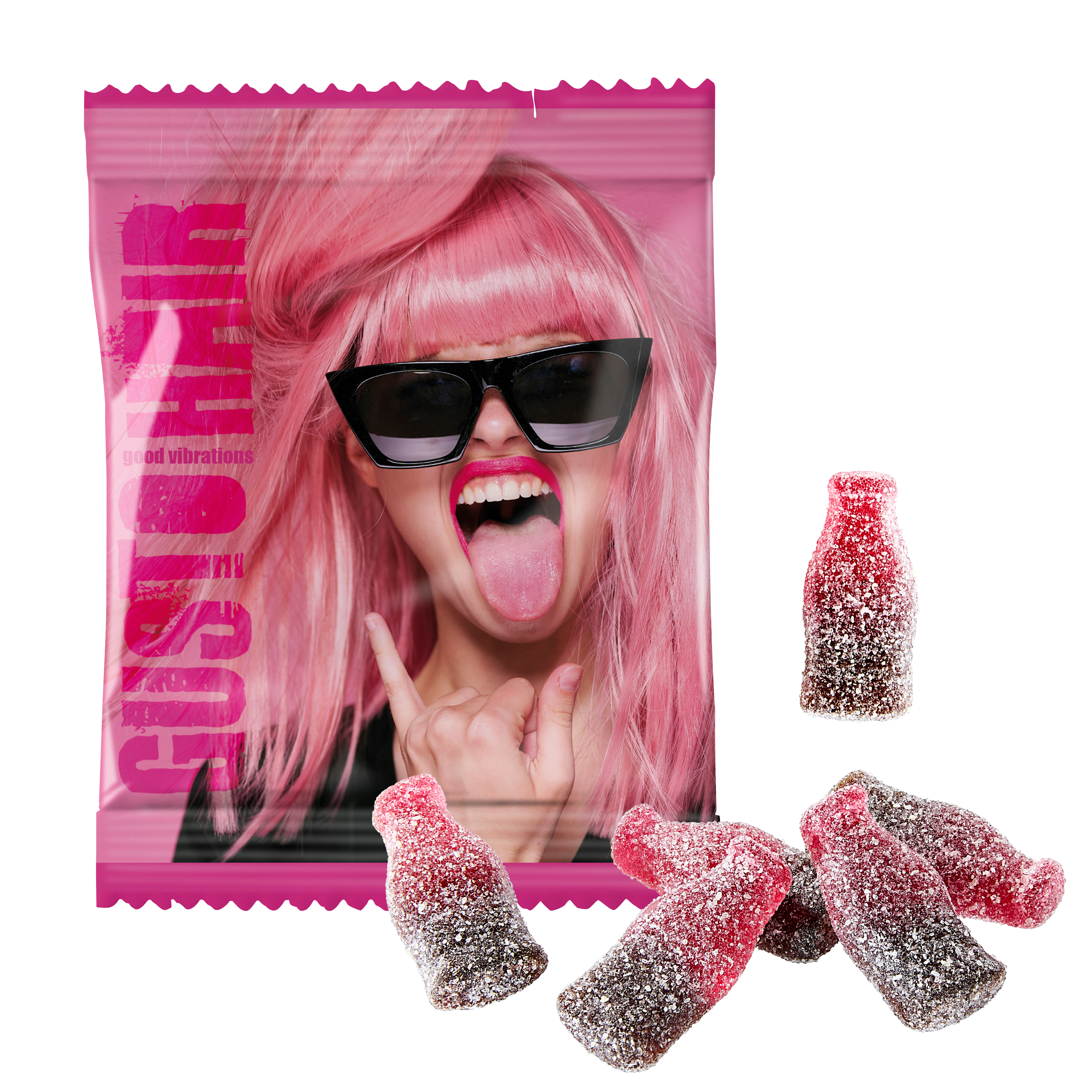 Süßsauer Cola-Kirsch Fruchtgummi - Bürgel bedrucken mit Logo