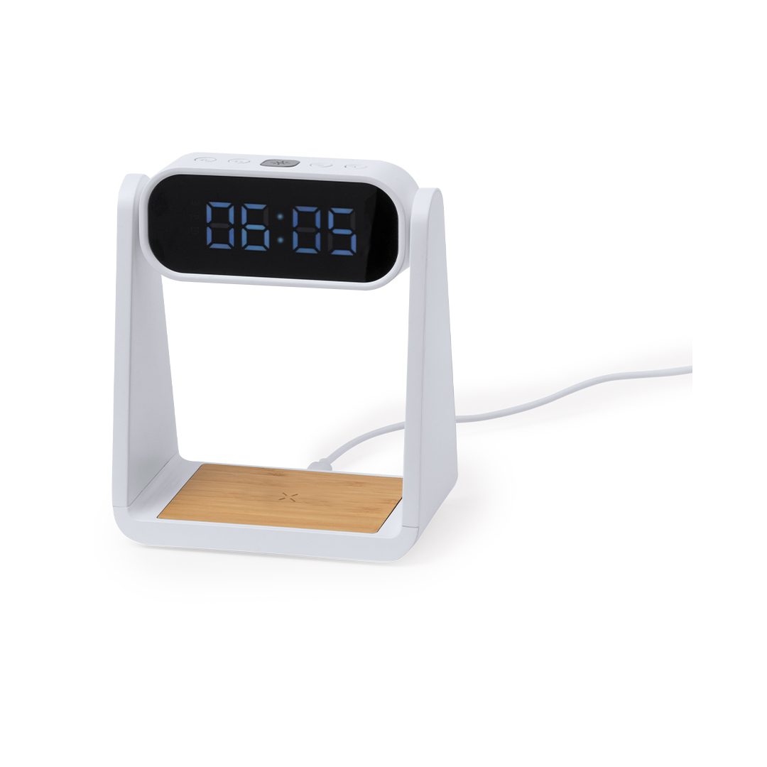 Lampe Horloge Sans Fil en Bambou -