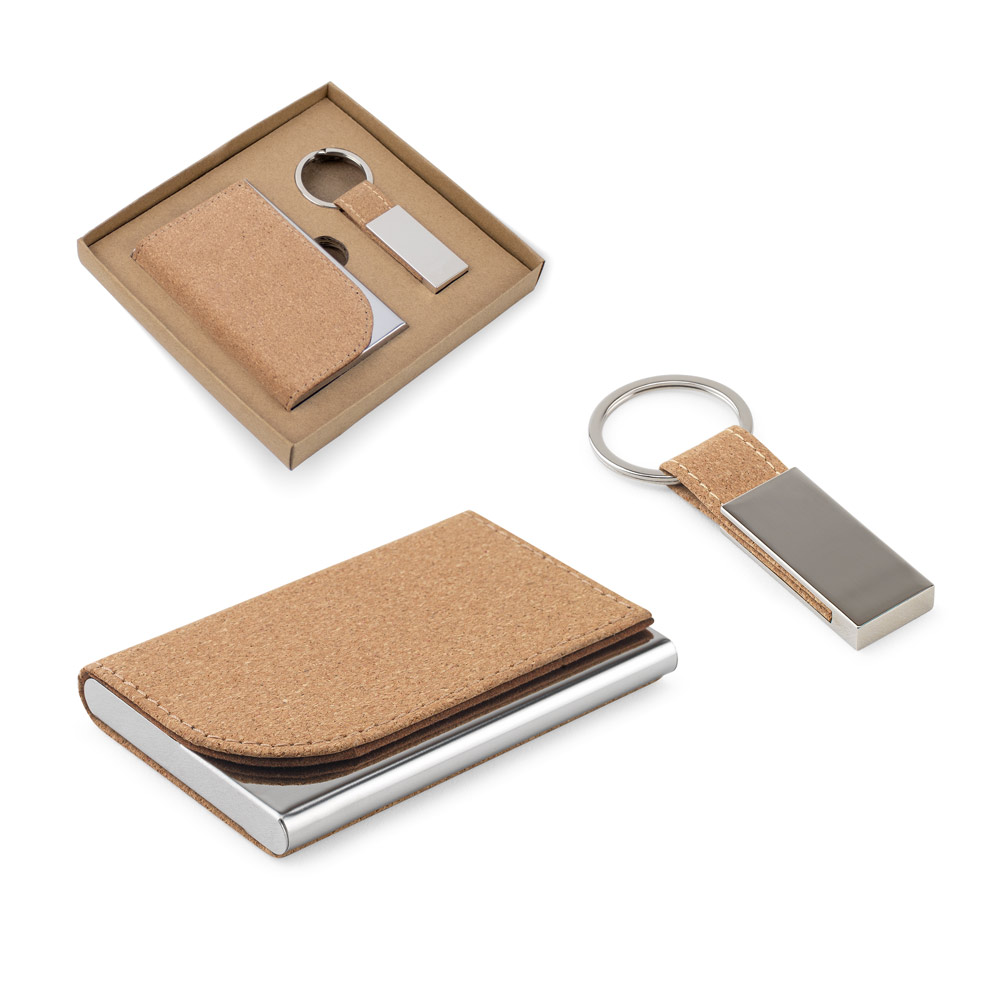 Porte-carte et porte-clés en métal et liège - Zicavo