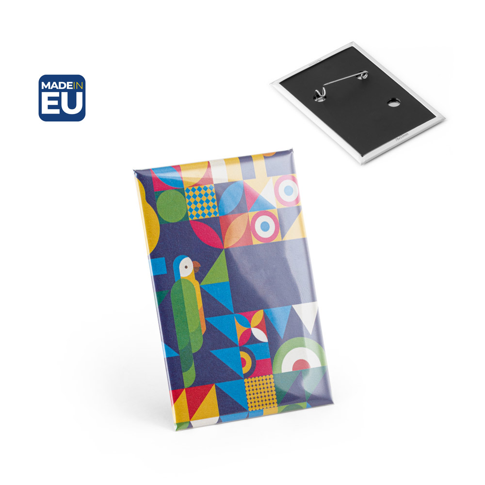 Button P'IN 13. Button P'IN 13. Rechthoekig verticale pin insigne