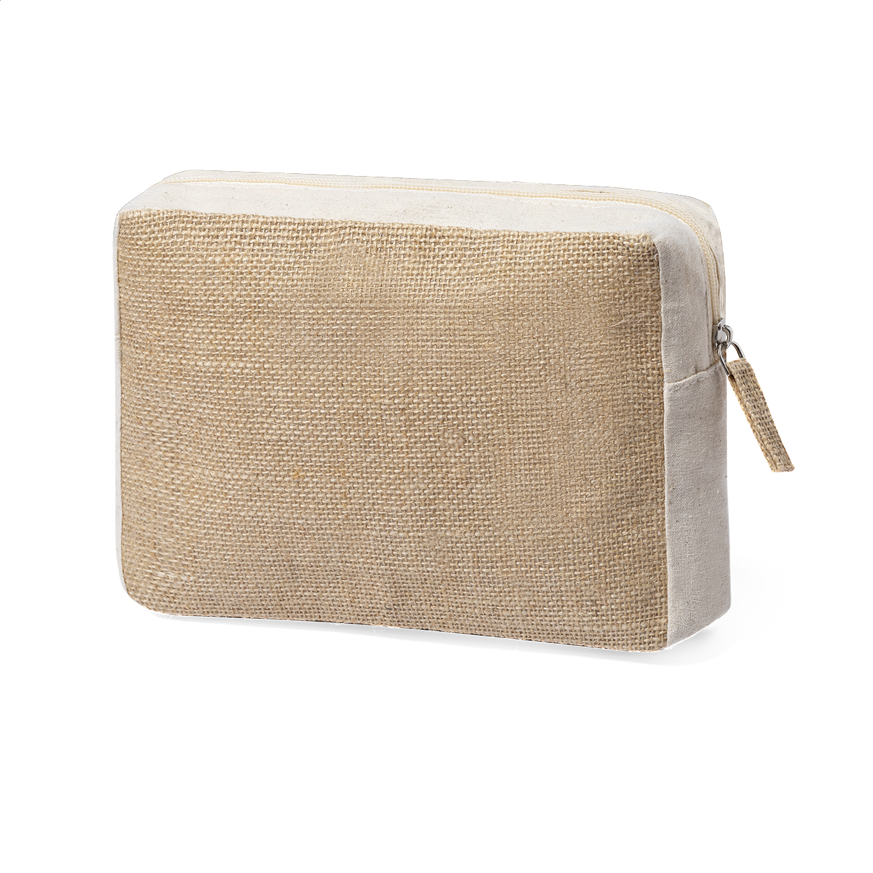 Jurbax toilettas van katoen en gelamineerde jute met rits en logo