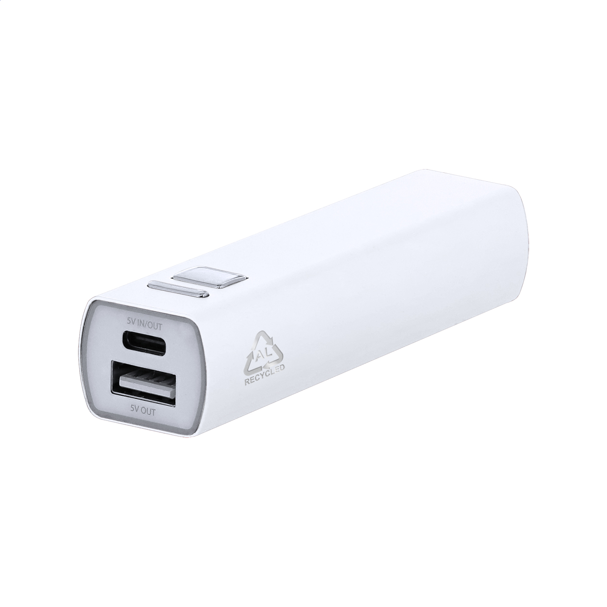 RaluBase Powerbank aus Recycling-Aluminium mit 2600 mAh und Ihrem Logo