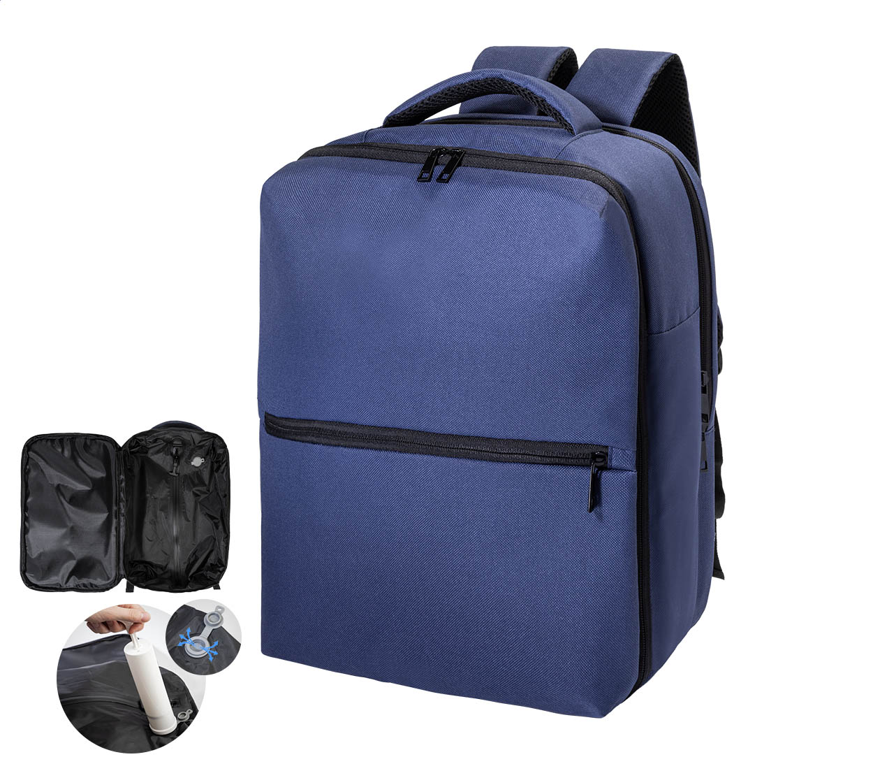 Sac à dos cabine VacuFly personnalisé en RPET avec compression sous vide imprimé avec logo
