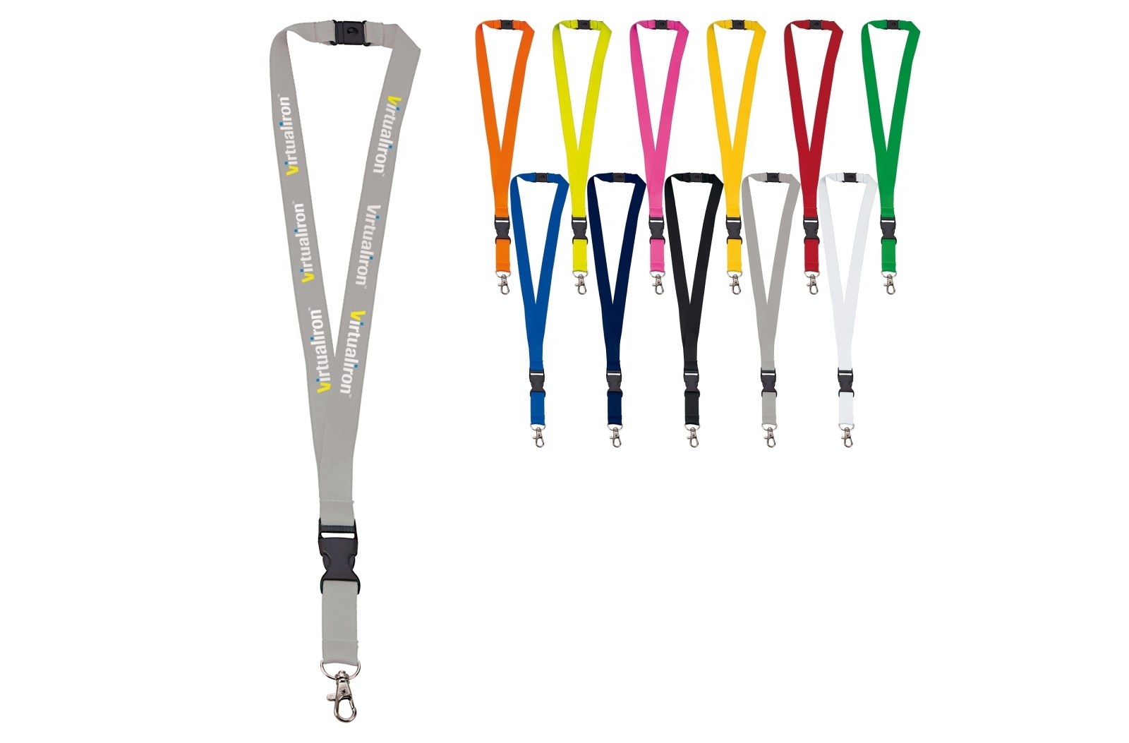 Cordon de clé en polyester avec boucle en plastique amovible, pince en métal et connexion de sécurité - Saint-Martin-d'Auxigny
