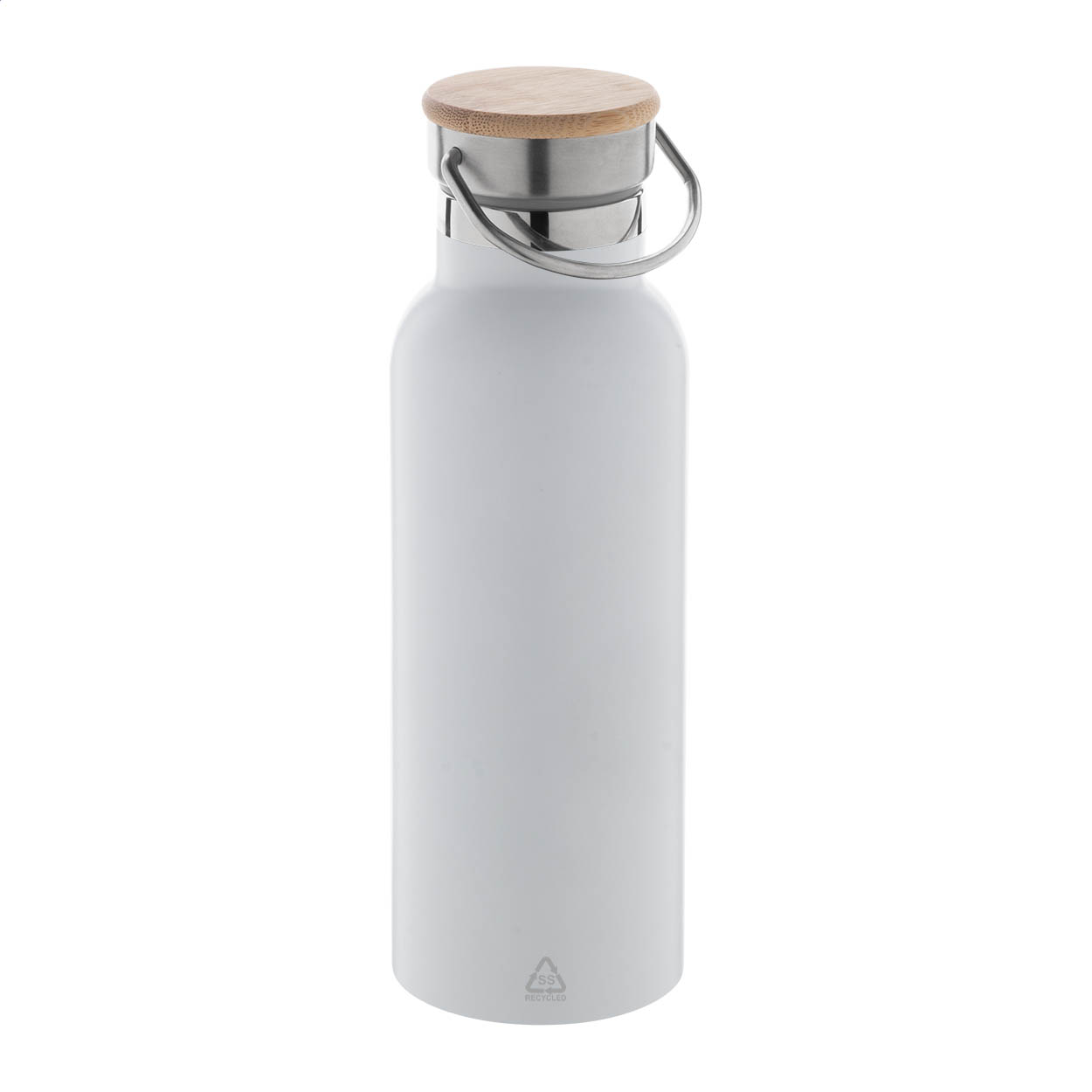 Bouteille isotherme Renaslu en inox recyclé avec bouchon bambou, 500 ml