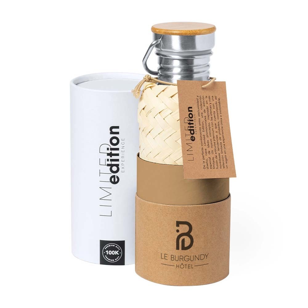 Limitierte Auflage Eco-Design Edelstahlflasche mit Bambussockel - Übach-Palenberg