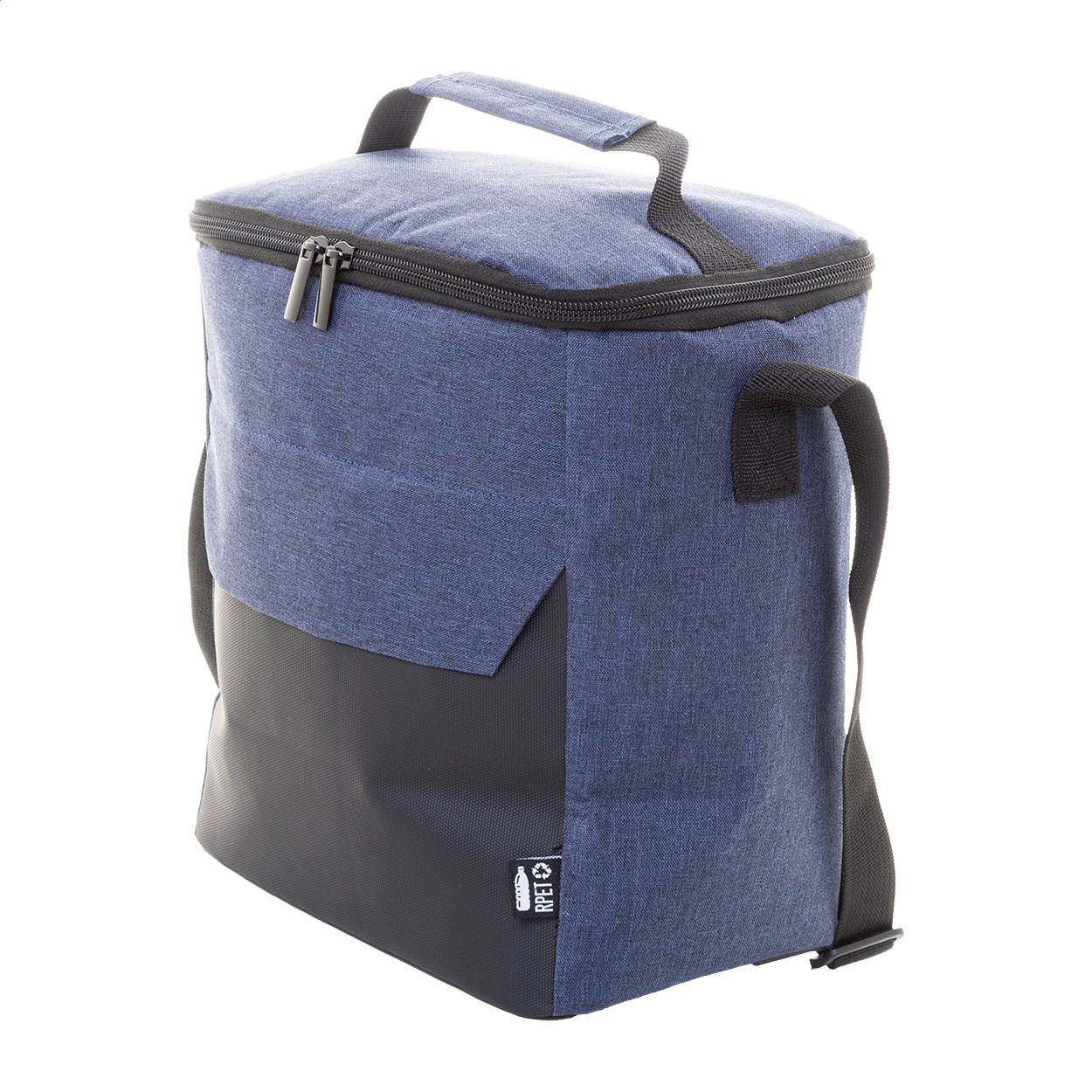 Sac isotherme Blacol personnalisé en RPET 600D avec bandoulière imprimé avec logo
