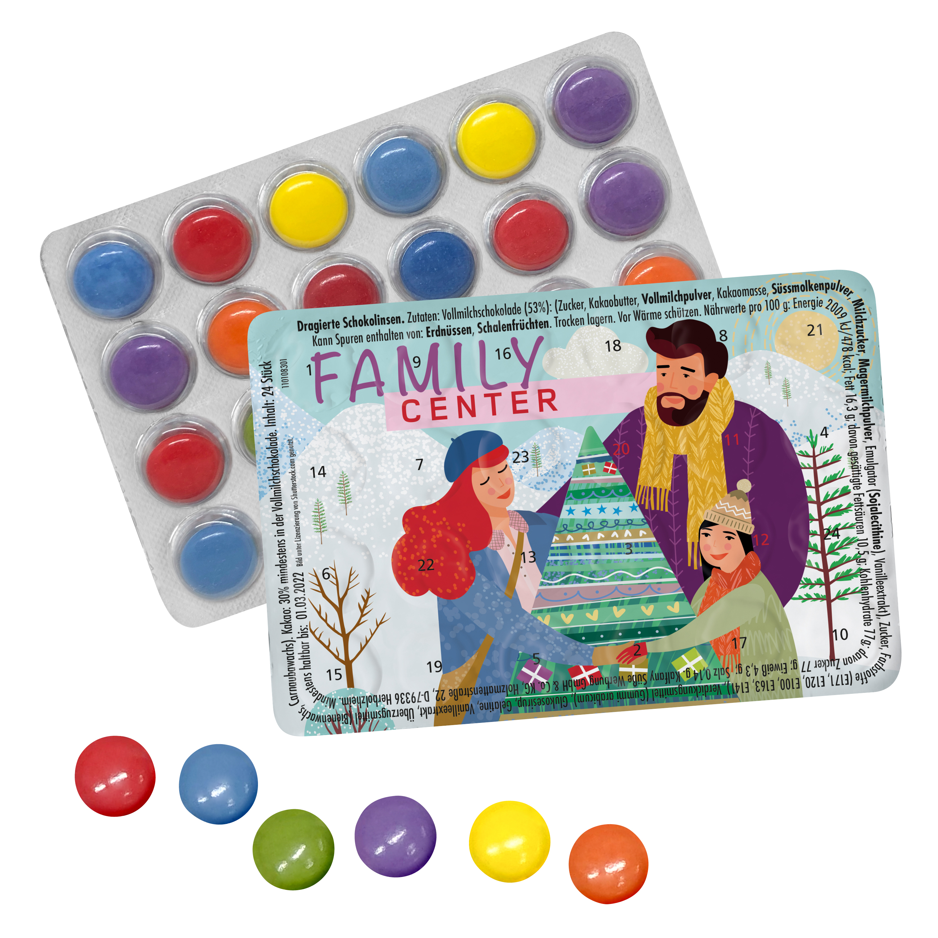 Le Mini Calendrier de l'Avent avec Lentilles en Chocolat - Trévérec imprimé avec logo