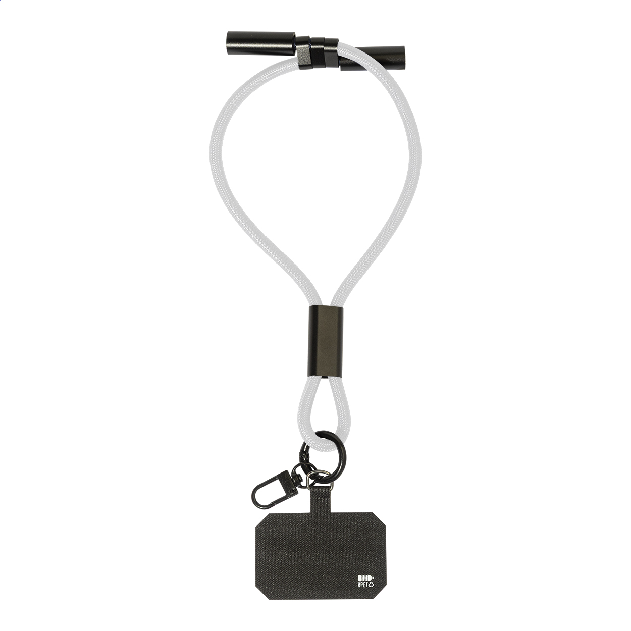Bracelet porte-téléphone CuffCharge en RPET avec câble USB-C 60 W, avec logo