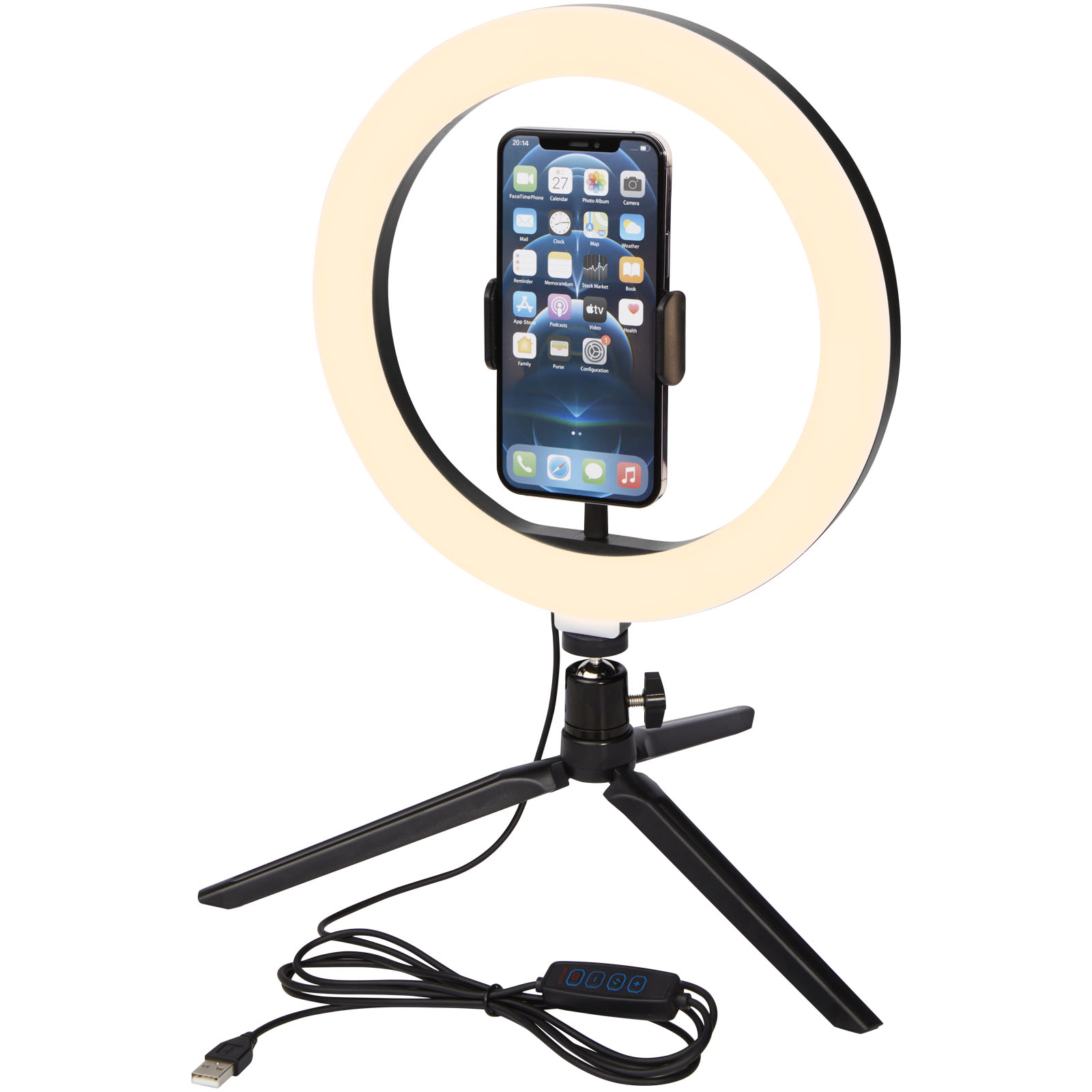 Selfie Ringlamp met Telefoonhouder en Statief - Schendelbeke