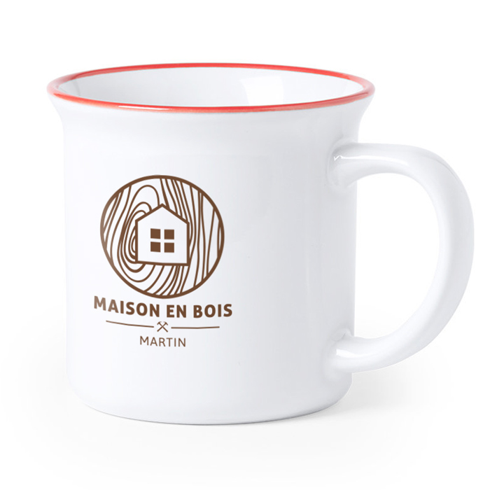 Mug personnalisé blanc en céramique avec bord coloré 300 ml - Tamim