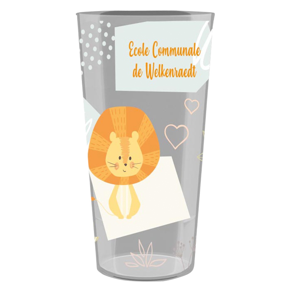 Gobelet personnalisé école avec prénom 33 cl - Eléphant et Lion