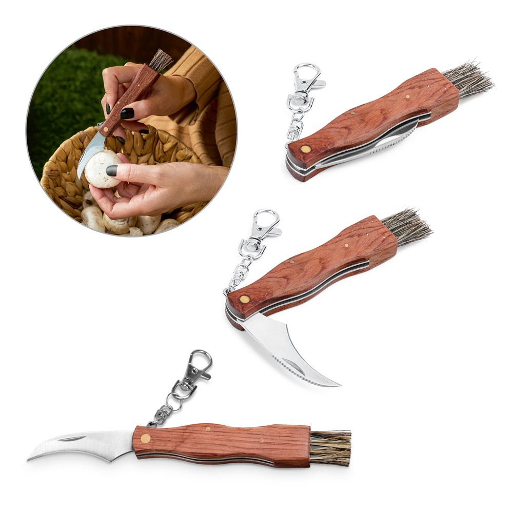 couteau de poche en acier inoxydable avec mousqueton en bois - Zaprinta Belgique