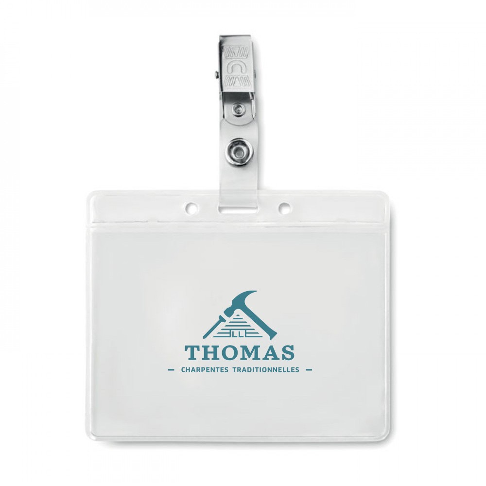 Badge personnalisé horizontal — Forlì imprimé avec logo